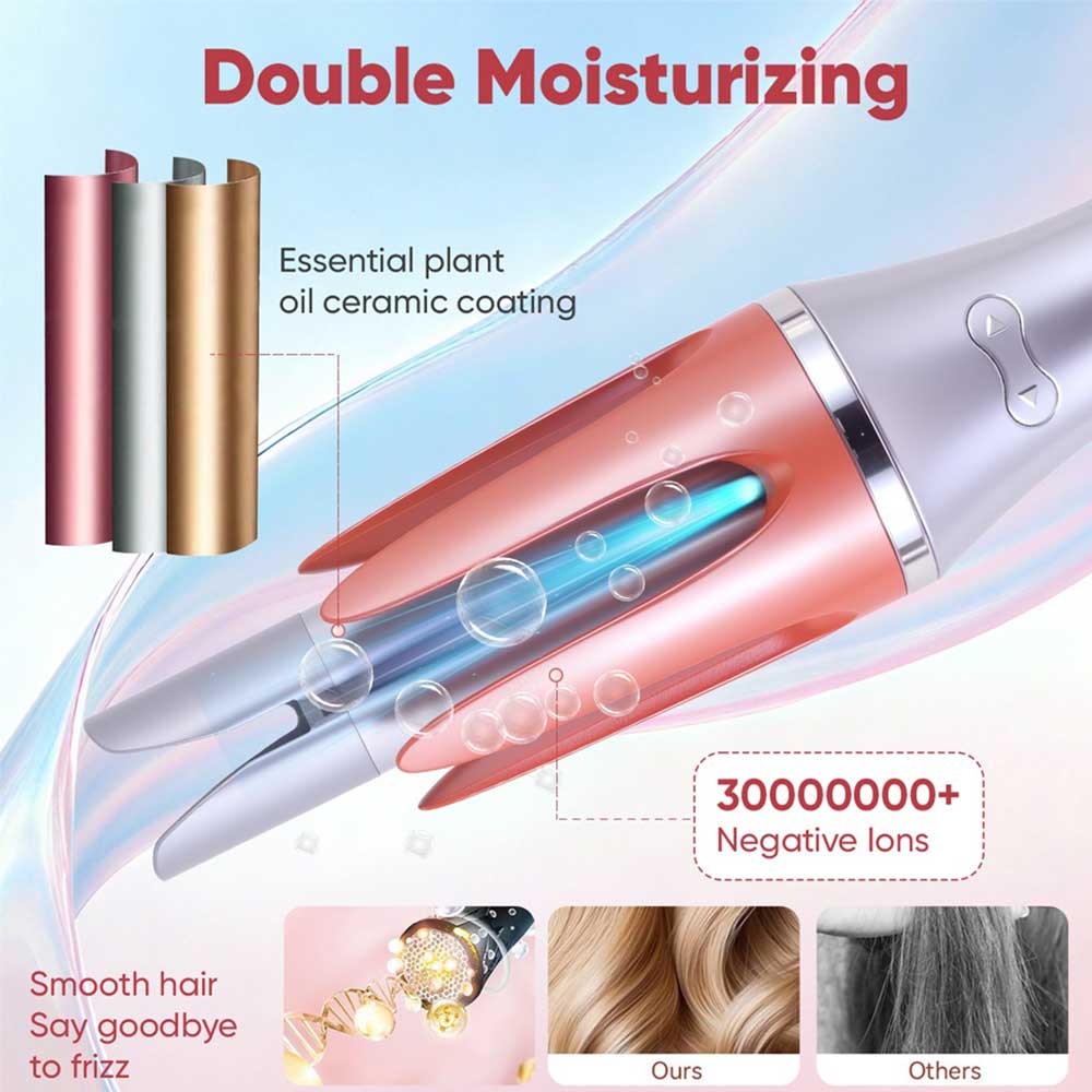 Automatic Curling Iron – Auto Self-Rotating Hair Curler Wand with 2-Way Rotation for Short & Long Hair