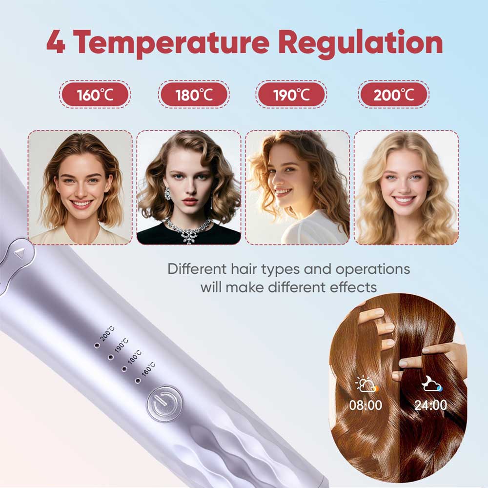 Automatic Curling Iron – Auto Self-Rotating Hair Curler Wand with 2-Way Rotation for Short & Long Hair