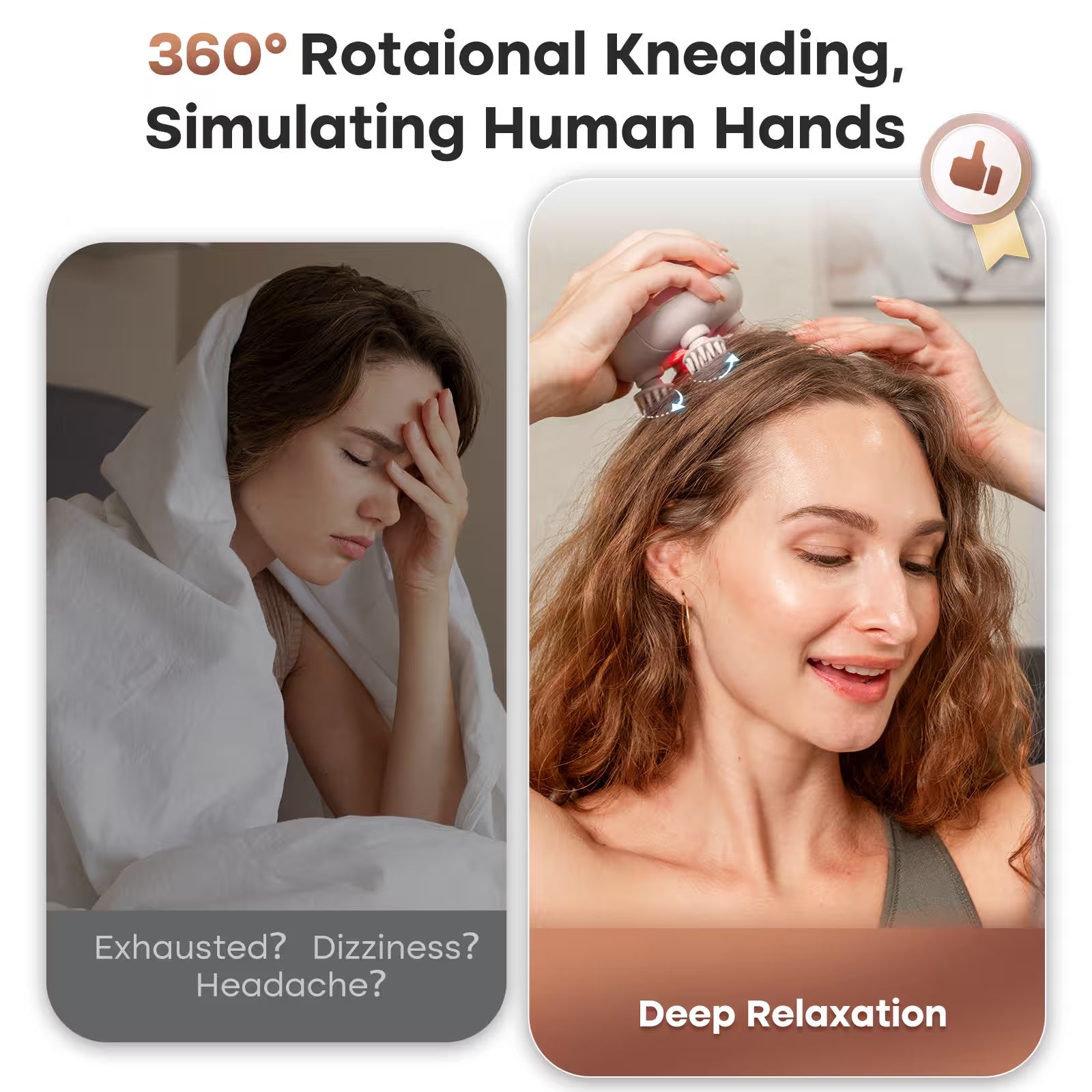 Smart Scalp Massager with 8 Interchangeable Heads – Waterproof 3-Speed Head Massager for Hair Growth & Relaxation