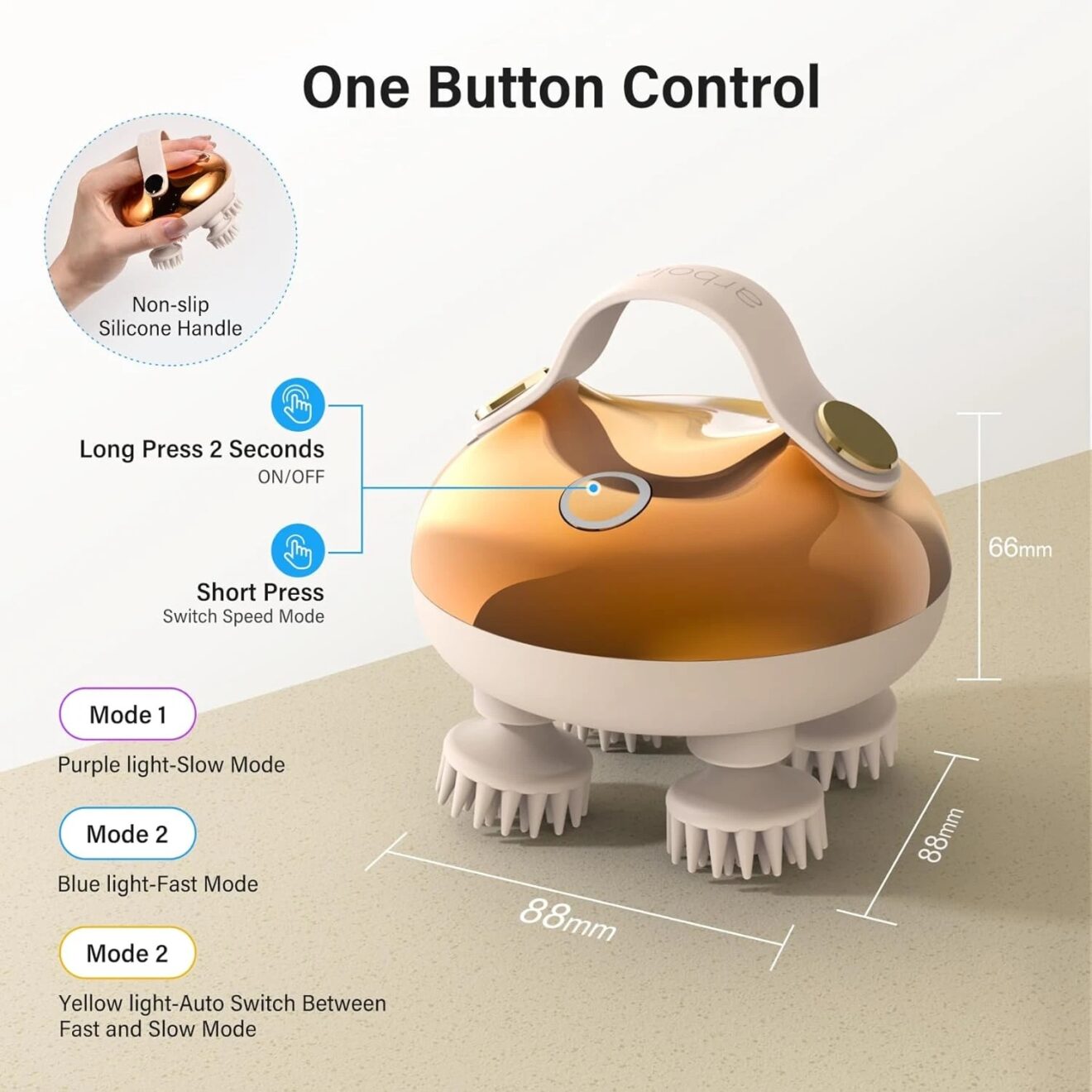 Smart Scalp Massager with 8 Interchangeable Heads – Waterproof 3-Speed Head Massager for Hair Growth & Relaxation