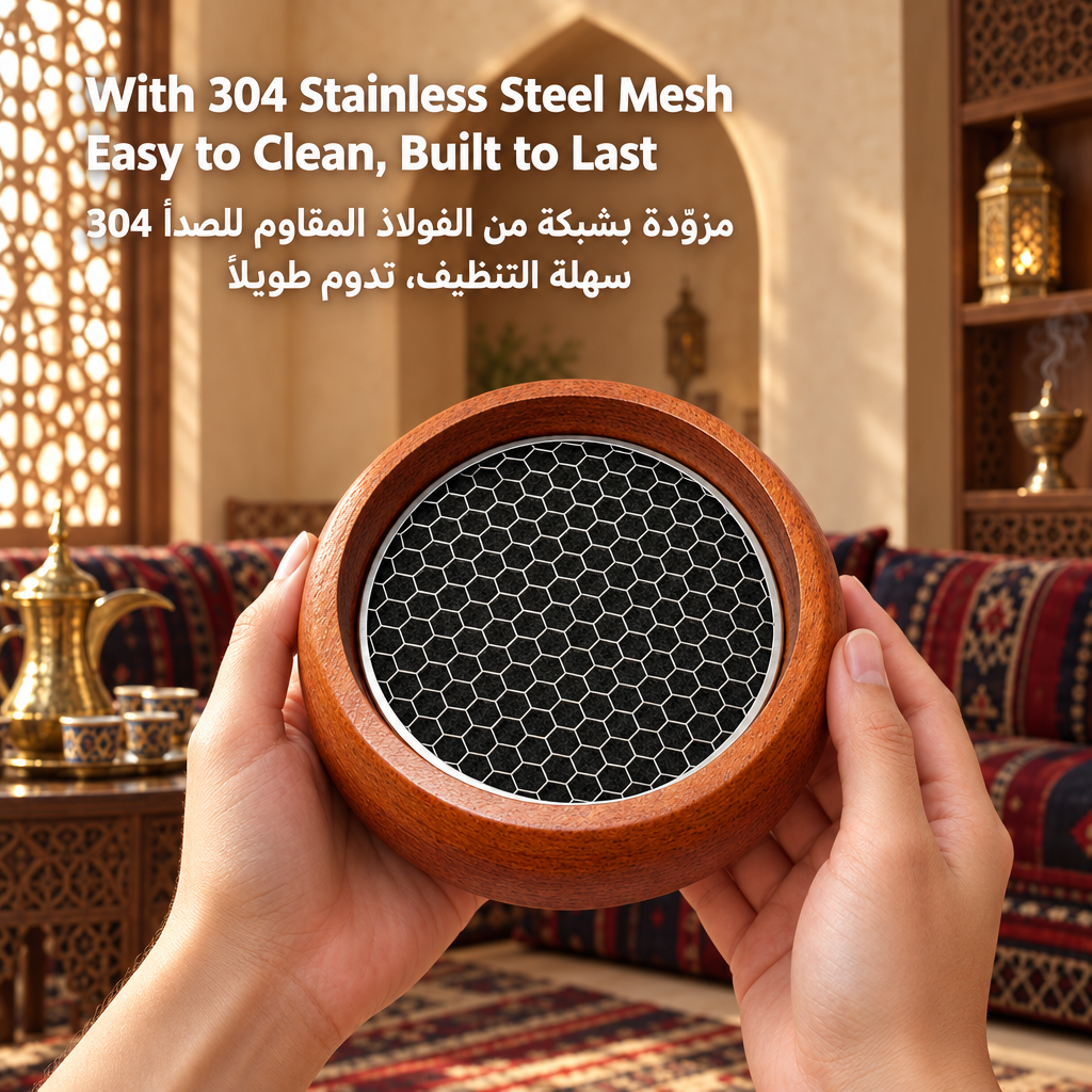 Padauk Rosewood Coil Incense Burner with 304 Stainless Steel Mesh