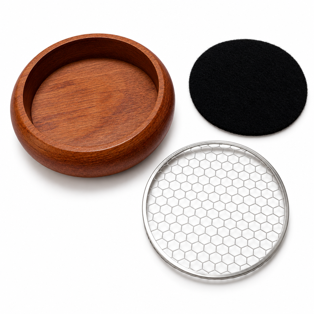 Padauk Rosewood Coil Incense Burner with 304 Stainless Steel Mesh