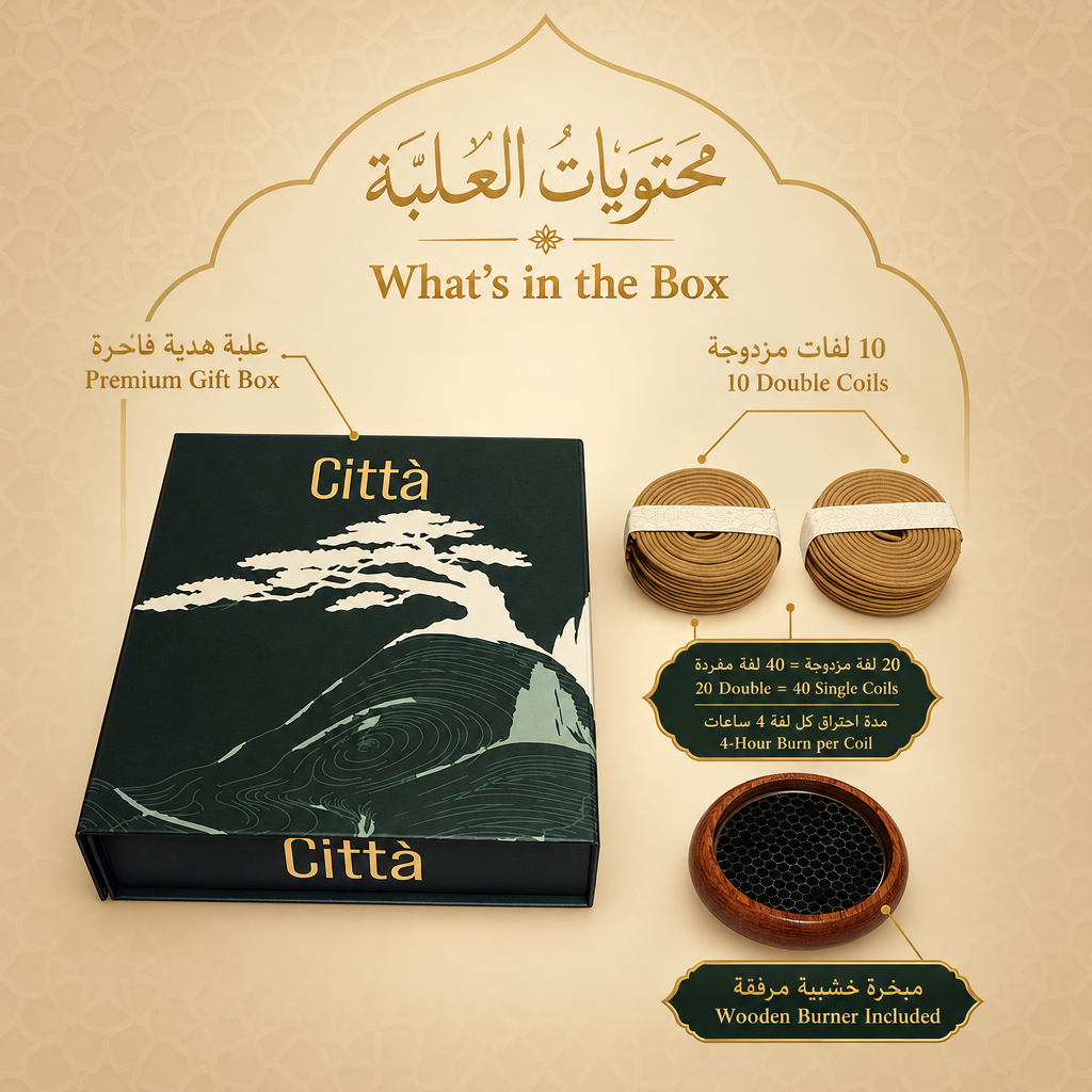Città Oud Coil Incense Gift Set — 4H Long-Burn Coils + Incense Holder | Gift Box
