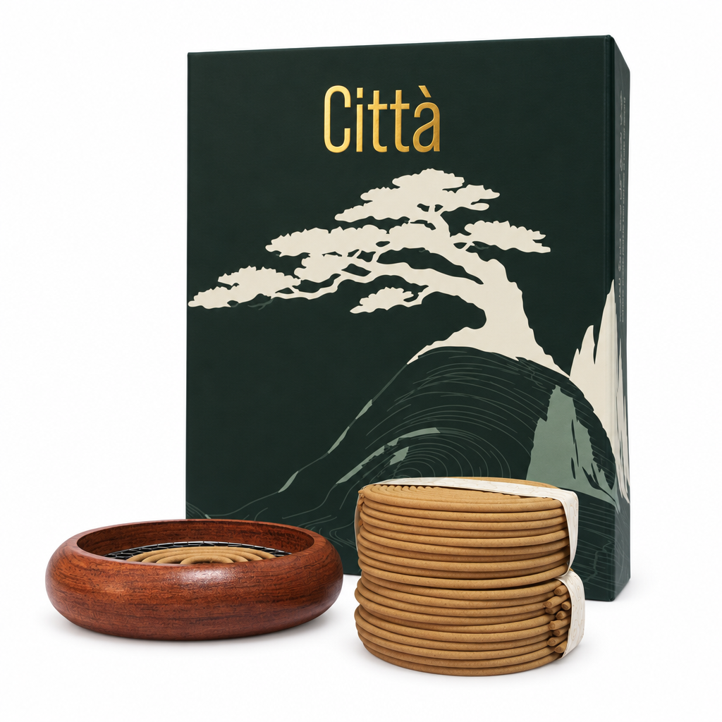 Città Oud Coil Incense Gift Set — 4H Long-Burn Coils + Incense Holder | Gift Box