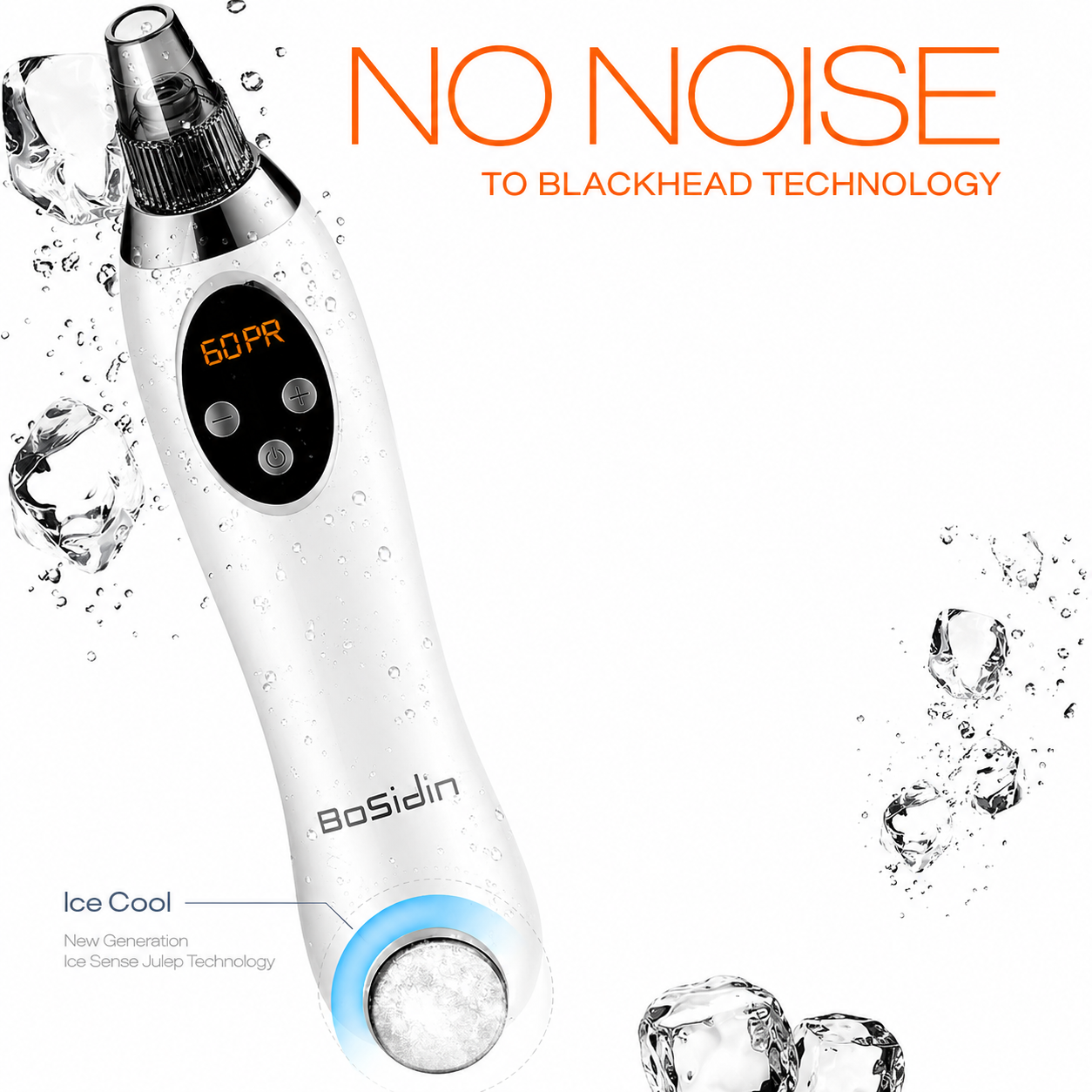 BoSidin Electric Blackhead Remover Facial Pore Cleaner with LED Display Pimple Extractor Tool Kit and Ice Cool Function
