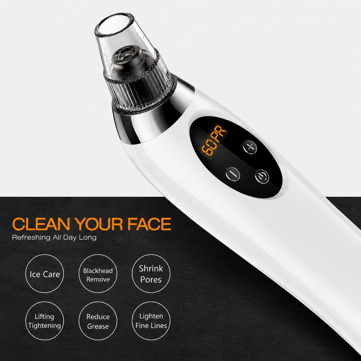 BoSidin Electric Blackhead Remover Facial Pore Cleaner with LED Display Pimple Extractor Tool Kit and Ice Cool Function
