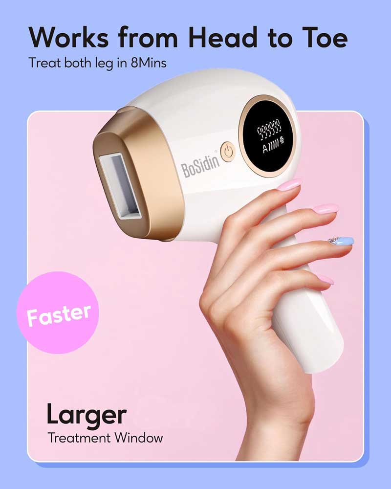 BoSidin Permanent Hair Remover At Home, Upgraded High Energy Levels Laser Hair Removal for Women and Men, 999K Flashes Effective and Safe for Whole Body