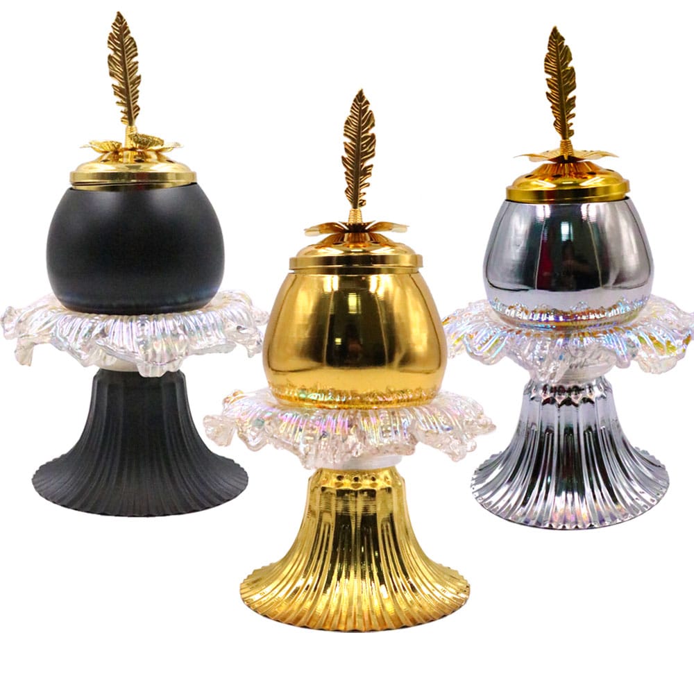 Metal Oud Incense Burner Portable Bakhoor Holder Flower Design – DT2050