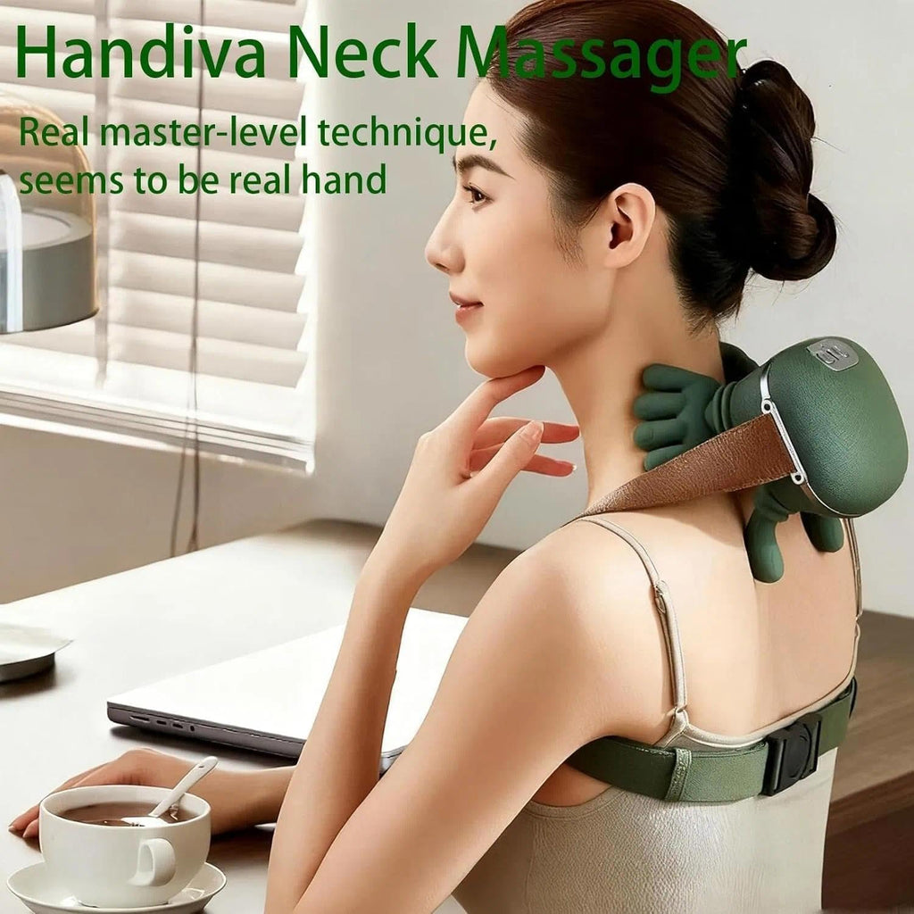 Bionic Neck Massager with Heat – 4D Shiatsu Kneading Massager for Neck, Shoulders & Back | Cordless, Portable, 10 Massage Nodes