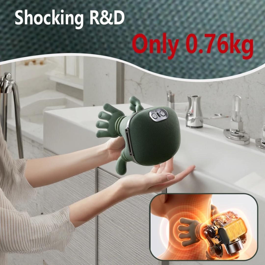 Bionic Neck Massager with Heat – 4D Shiatsu Kneading Massager for Neck, Shoulders & Back | Cordless, Portable, 10 Massage Nodes