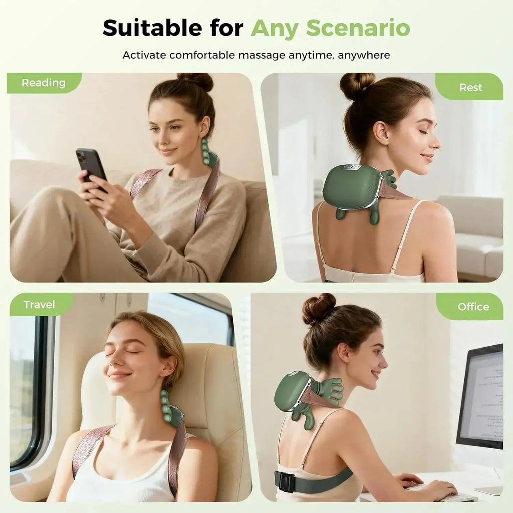 Bionic Neck Massager with Heat – 4D Shiatsu Kneading Massager for Neck, Shoulders & Back | Cordless, Portable, 10 Massage Nodes