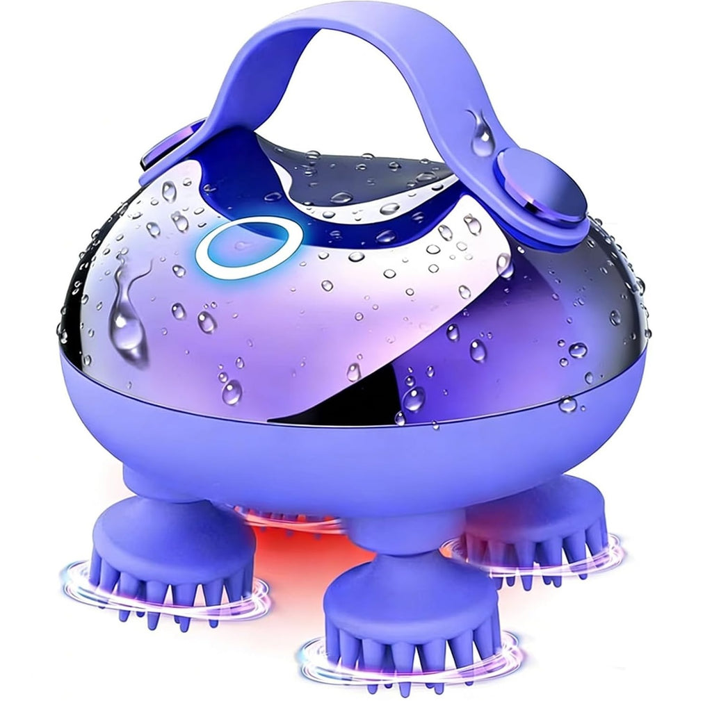 Smart Scalp Massager with 8 Interchangeable Heads – Waterproof 3-Speed Head Massager for Hair Growth & Relaxation