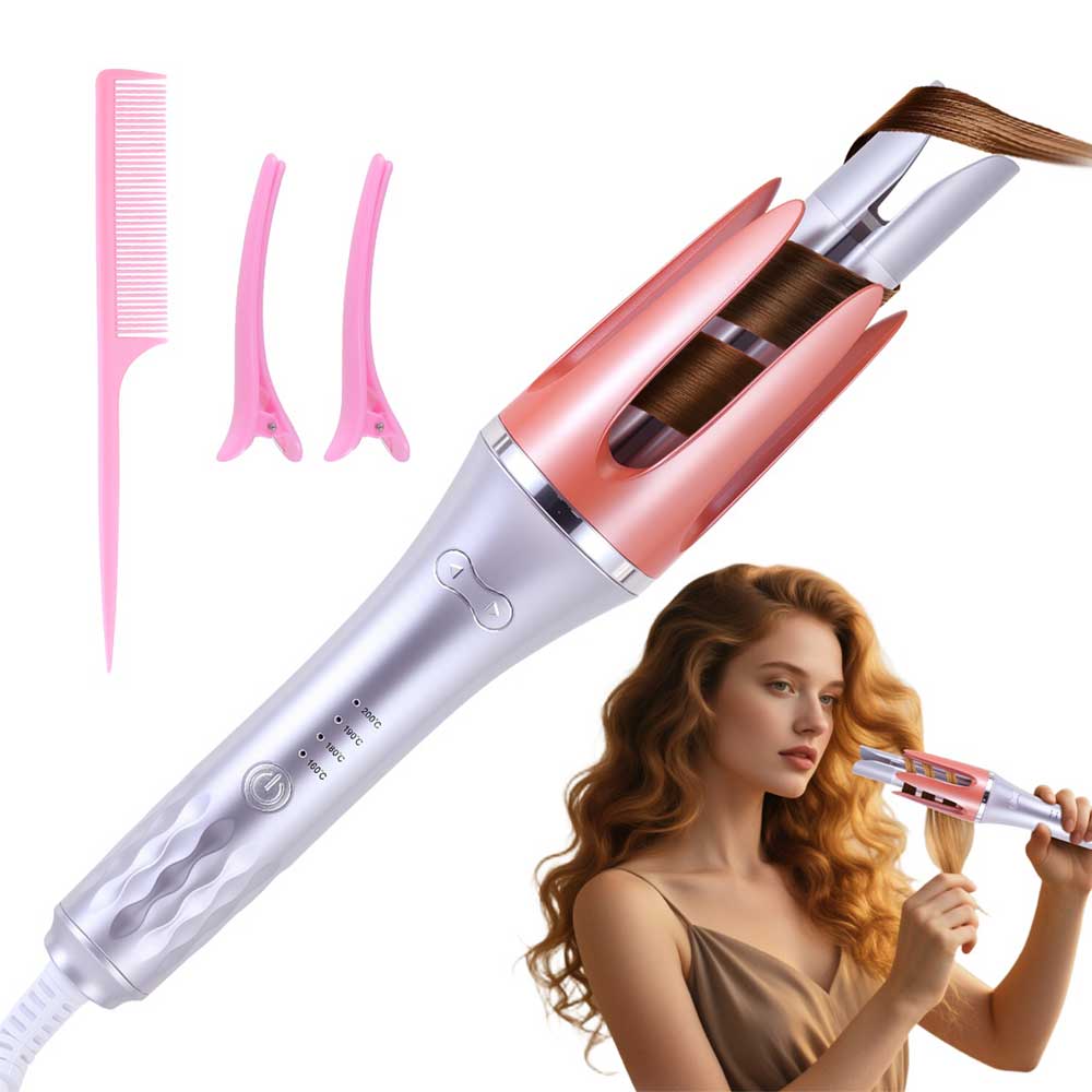 Automatic Curling Iron – Auto Self-Rotating Hair Curler Wand with 2-Way Rotation for Short & Long Hair
