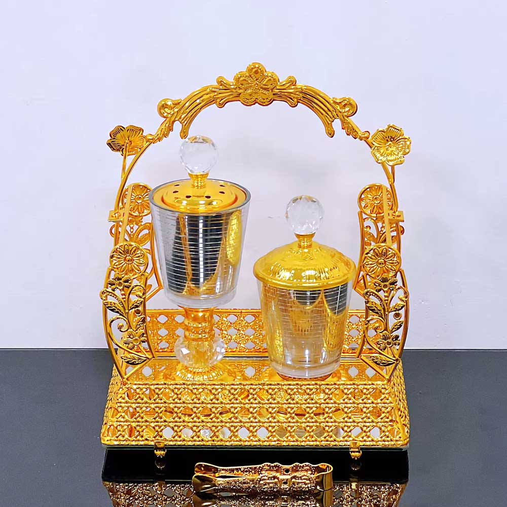 Golden Premium Incense Burner Set for Home Fragrance and Decore- MK1321