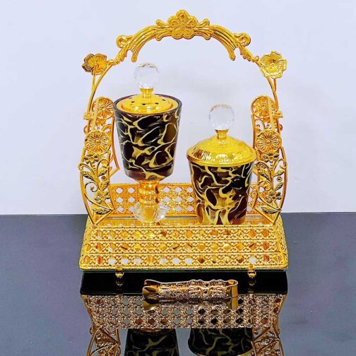 Golden Premium Incense Burner Set for Home Fragrance and Decore- MK1323