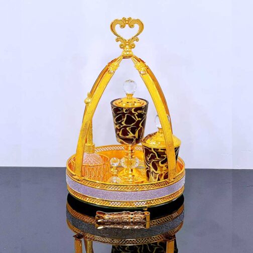 Golden Premium Incense Burner Set for Home Fragrance and Decore- MK1324