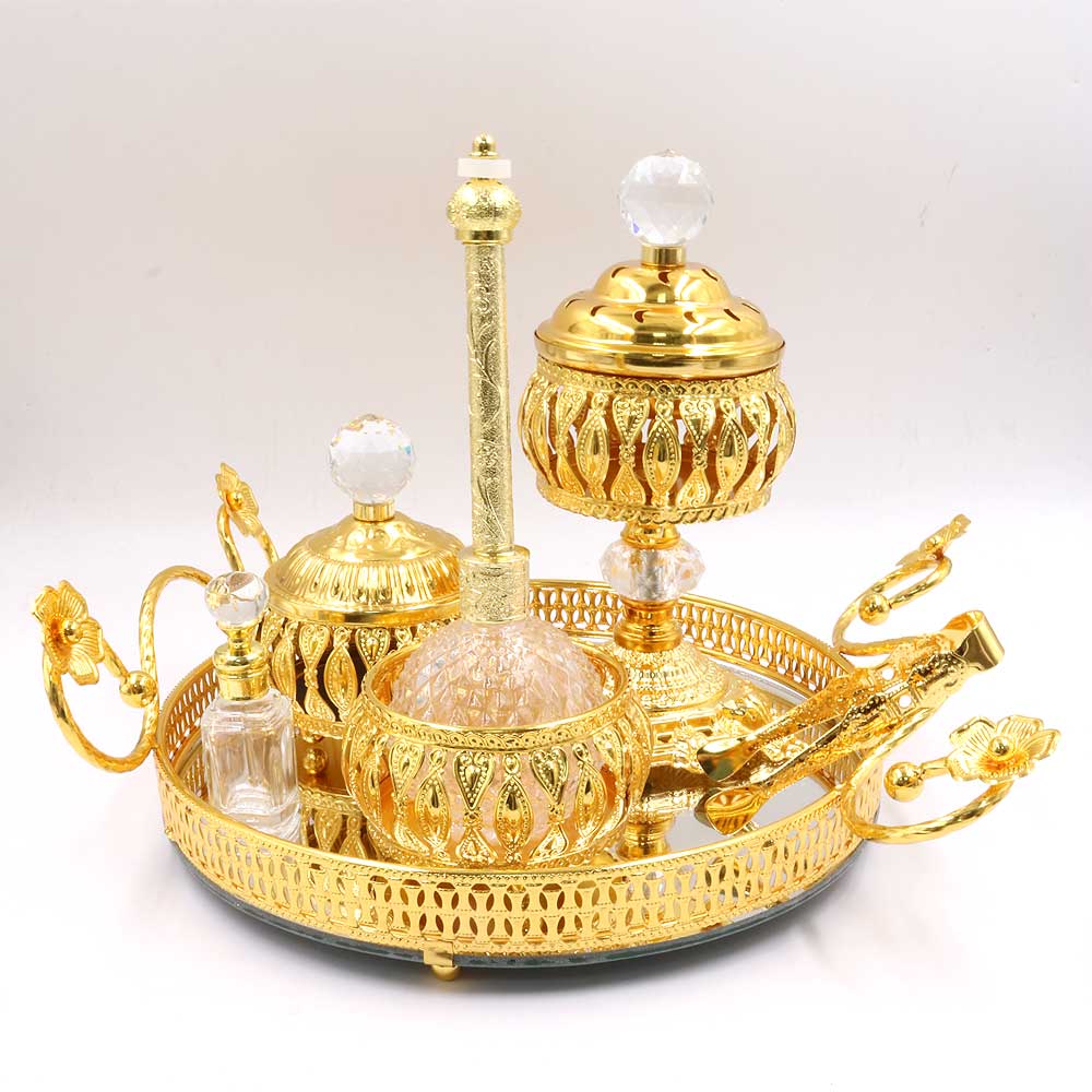 Golden Premium Incense Burner Set for Home Fragrance and Decore- MK313