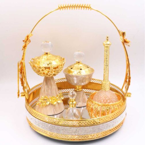 Golden Premium Incense Burner Set for Home Fragrance and Decore- MK855