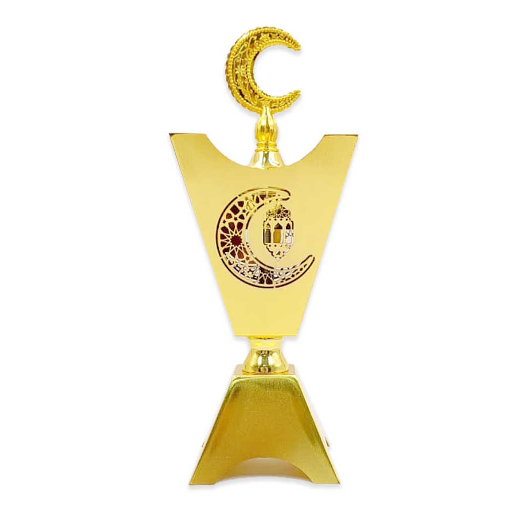Metal Oud Incense Burner Gold Ramadan Design with Top Moon Cover- T117