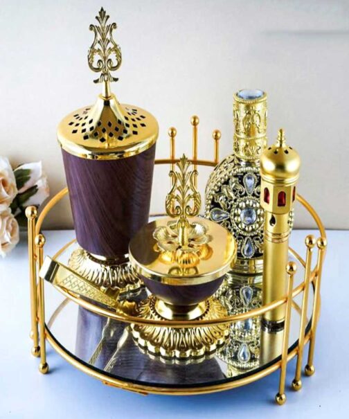 Golden Premium Incense Burner Set for Home Fragrance and Decore-W3010