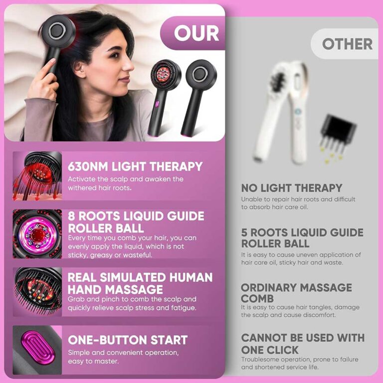 BoSidin Portable Electric Vibration Massage Comb Cordless Scalp Oil Applicator and Hair Follicle Massager for Hair Growth and Anti-Hair Loss