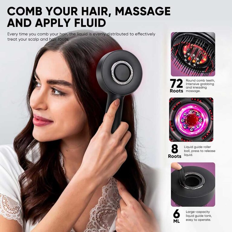 BoSidin Portable Electric Vibration Massage Comb Cordless Scalp Oil Applicator and Hair Follicle Massager for Hair Growth and Anti-Hair Loss