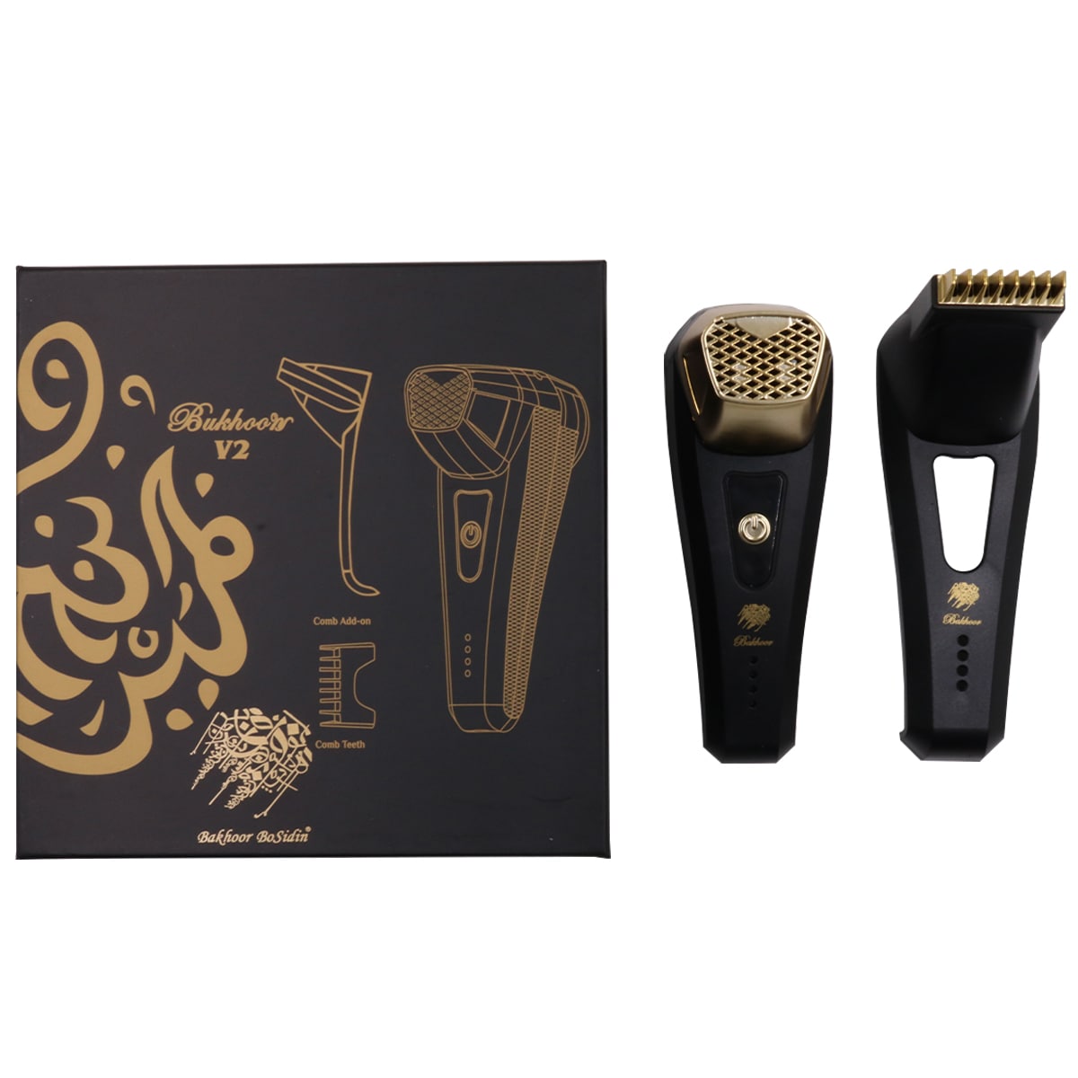 Bakhoor BoSidin – Bakhoor Burner for Hair, Electric Bakhoor Incense Dukhoon Burner, Bakhoor Burner Electric, Bakhoor Burner with Comb – V2 – USB Charging | Black, Pink, White (Black) – X004