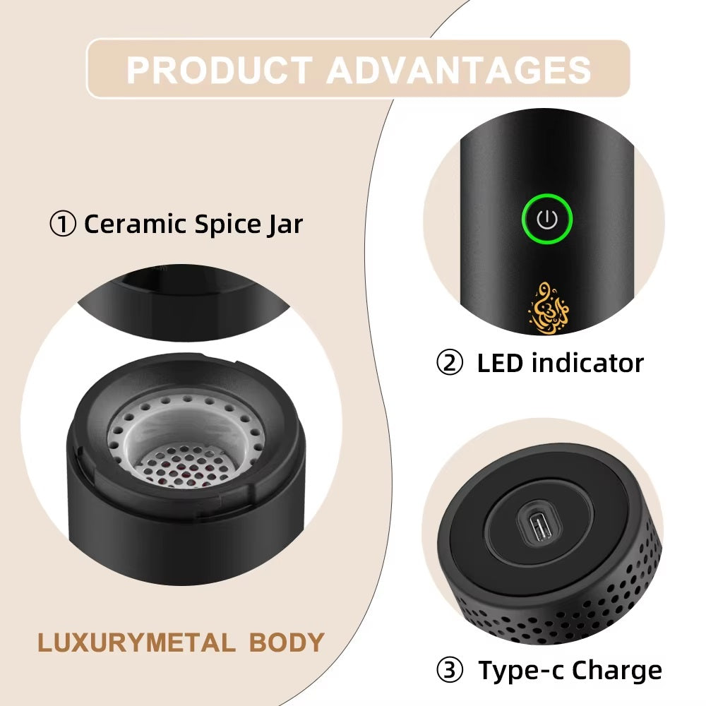Portable Electric Bakhoor Burner | USB Rechargeable Mabkhara Oud Holder