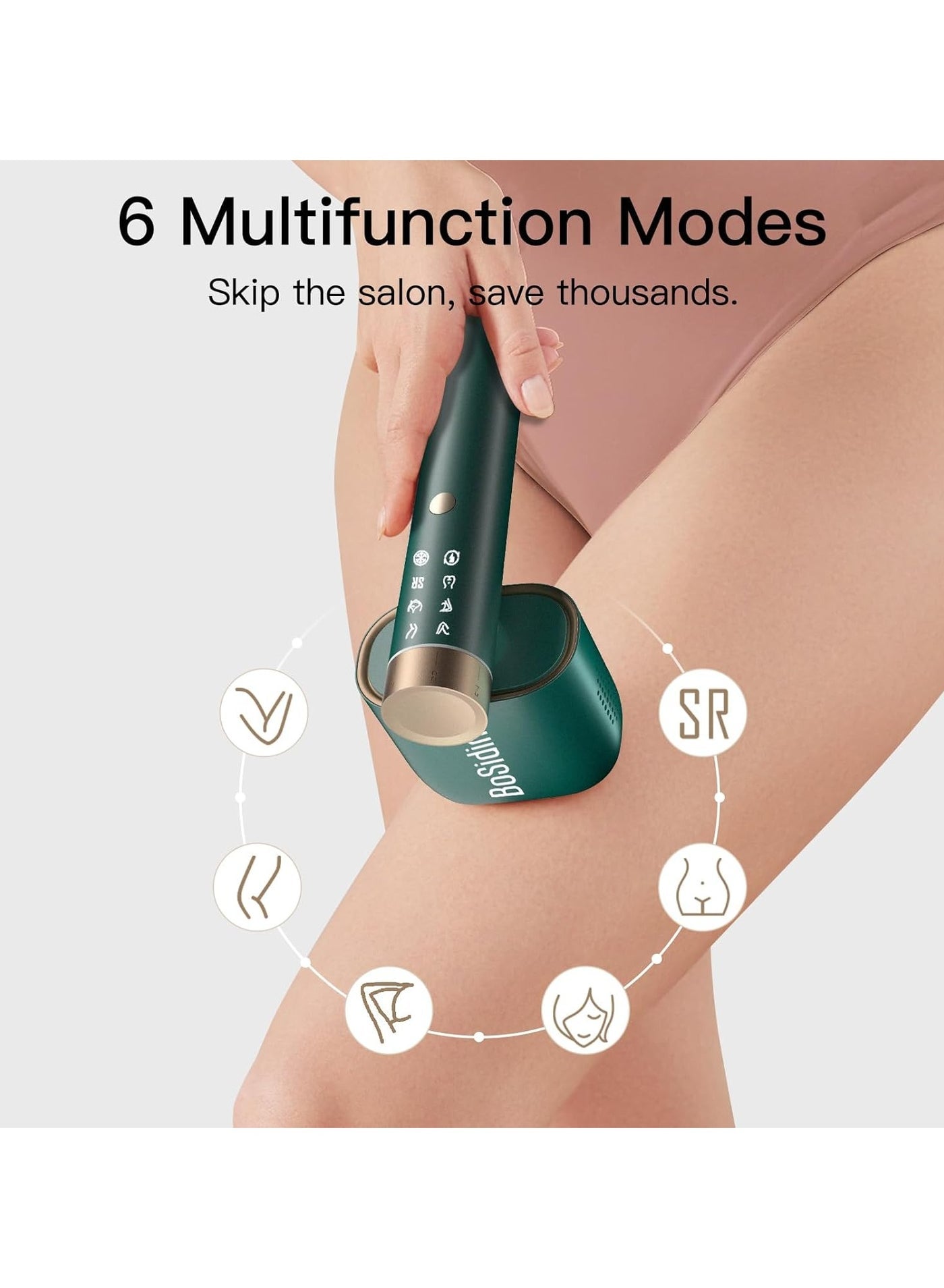 BoSidin Pro IPL Laser Hair Removal Machine Green Skin Rejuvenation for Permanent Whole Body Hair Removal Men and Women
