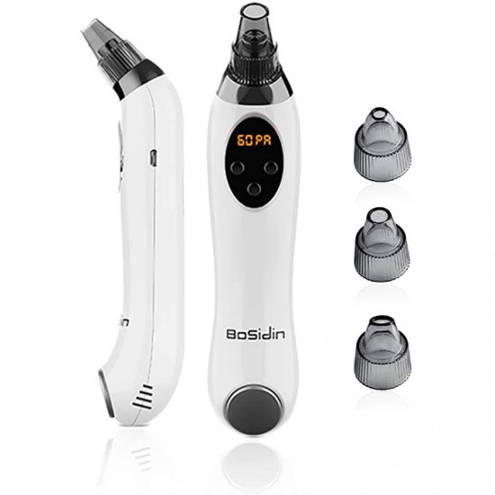 BoSidin Electric Blackhead Remover Facial Pore Cleaner with LED Display Pimple Extractor Tool Kit with Ice Cool Function