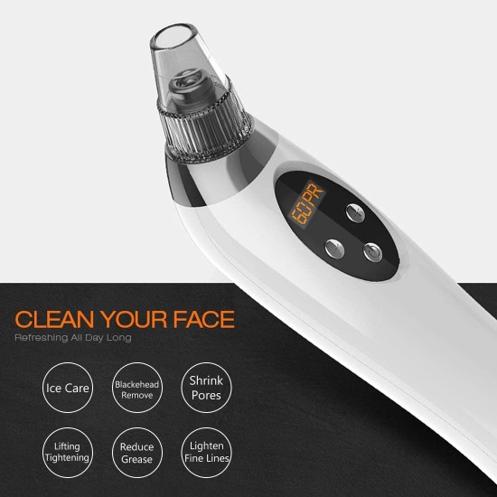 BoSidin Electric Blackhead Remover Facial Pore Cleaner with LED Display Pimple Extractor Tool Kit with Ice Cool Function