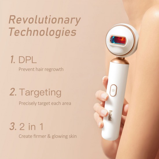 BoSidin Mini Portable Dual Pulse Painless IPL Laser Hair Removal Machine White for Whole Body and Face