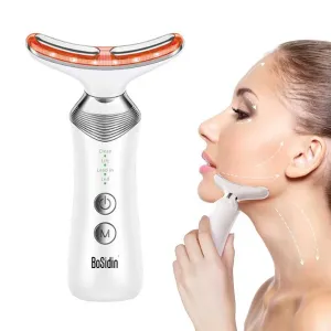 Anti-Aging Face Lift Device , 4-in-1 LED Beauty Light Therapy for Smooth Face and Neck, Portable Electric Massager for Double Chin