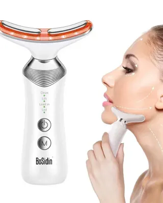 Anti-Aging Face Lift Device , 4-in-1 LED Beauty Light Therapy for Smooth Face and Neck, Portable Electric Massager for Double Chin